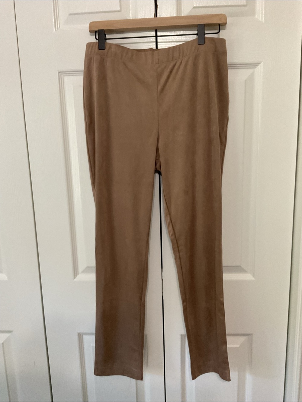 Susan Graver Women’s Stretch faux suede Pants in Camel